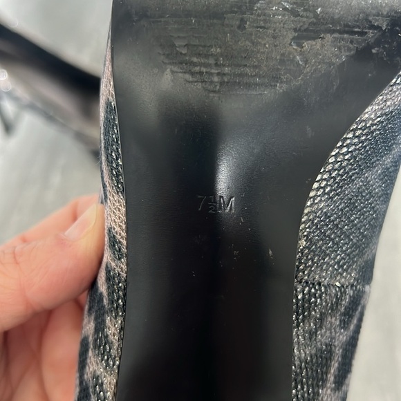 Pale Pink & Grey Glitter Cheetah High Heels peep toe size 7.5 - Picture 11 of 12